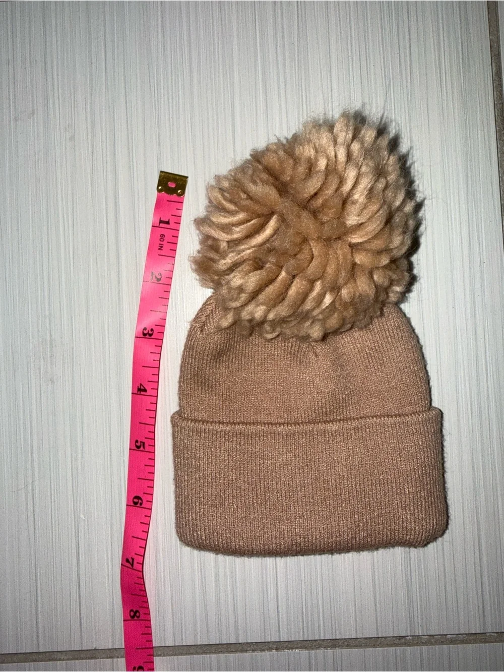 Newborn Cozy Knit Pom Beanie in Camel